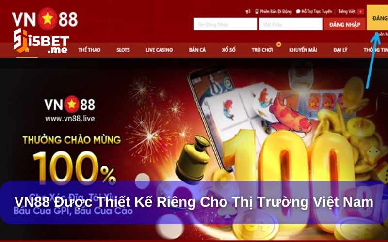 Top 8 nhà cái uy tín – Lựa chọn an toàn cho người chơi cá cược VN88 được thiết kế với giao diện ấn tượng dành riêng cho người Việt